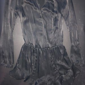 GUESS Black Silk Romper With Buttons